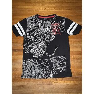 Y2K Civil Sektor Brand Sukajan Dragon Skater Tee Sz YL